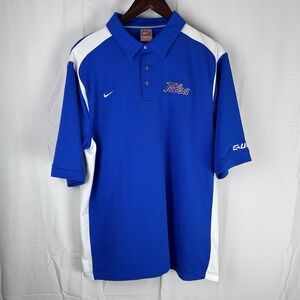 Tulsa Golden Hurricane Nike Team Fit Therma Y2K Polo Blue Large‎ TU CUSA